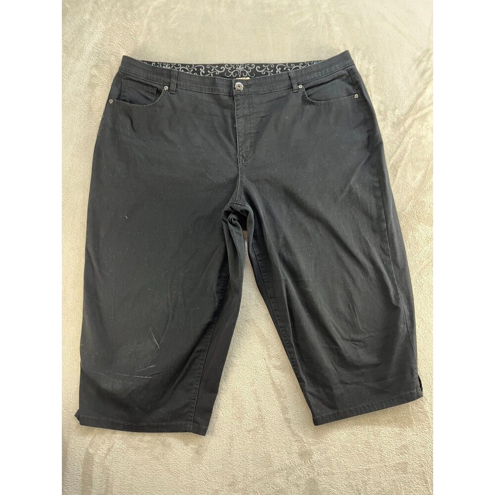 Faded Glory Stretch Black Capri Pants 22W Cotton Casual